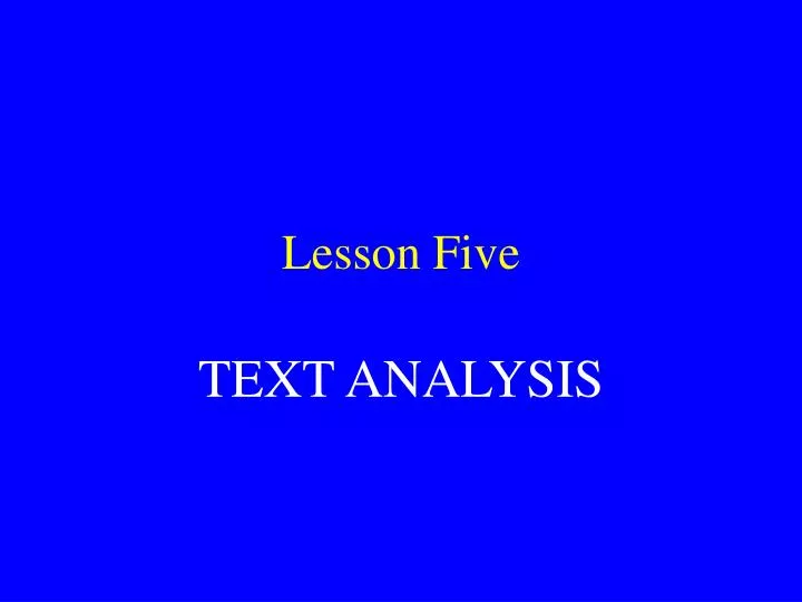 lesson five