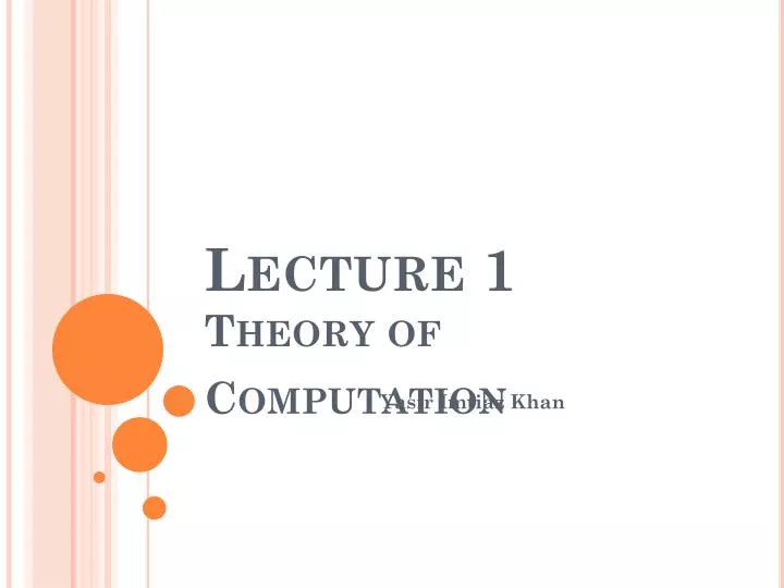 lecture 1 theory of computation