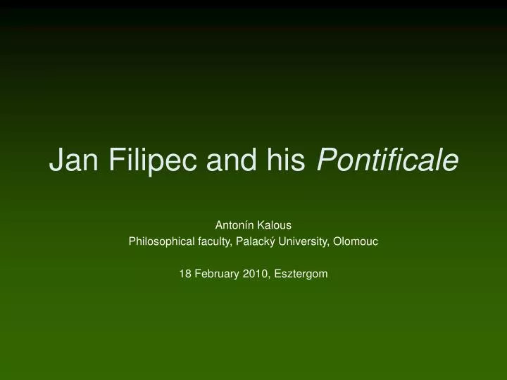 jan filipec and his pontificale