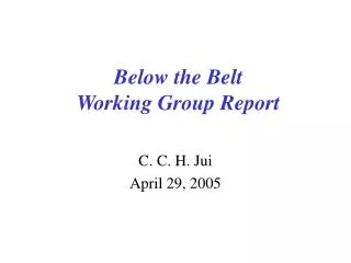 Below the Belt Working Group Report