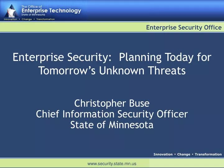 enterprise security planning today for tomorrow s unknown threats