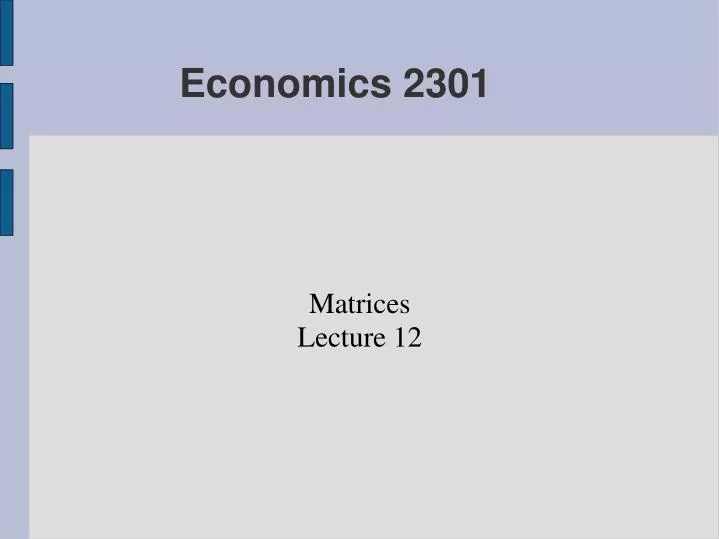 matrices lecture 12