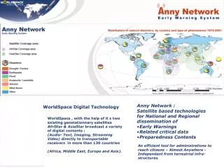 Anny Network : Satellite based technologies for National and Regional dissemination of