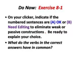 Do Now: Exercise 8-1