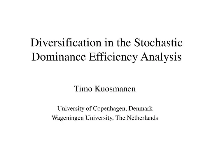 diversification in the stochastic dominance efficiency analysis