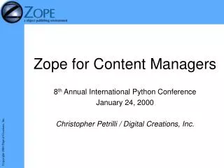 Zope for Content Managers