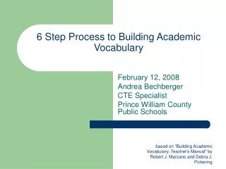 6 Step Process to Building Academic Vocabulary