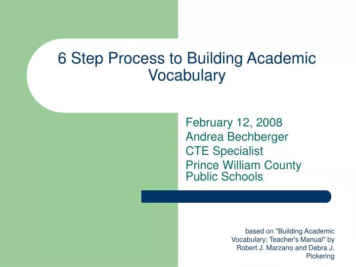 6 step process to building academic vocabulary