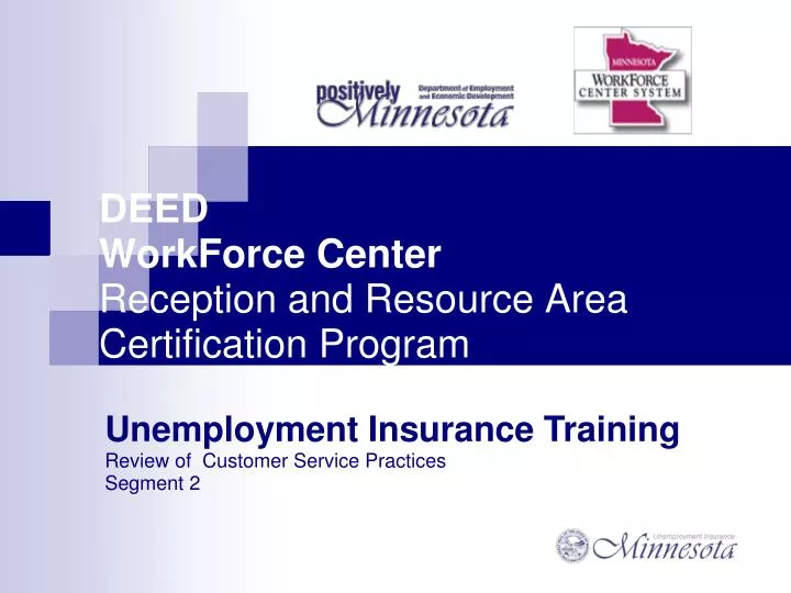 deed workforce center reception and resource area certification program