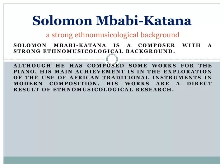 solomon mbabi katana a strong ethnomusicological background