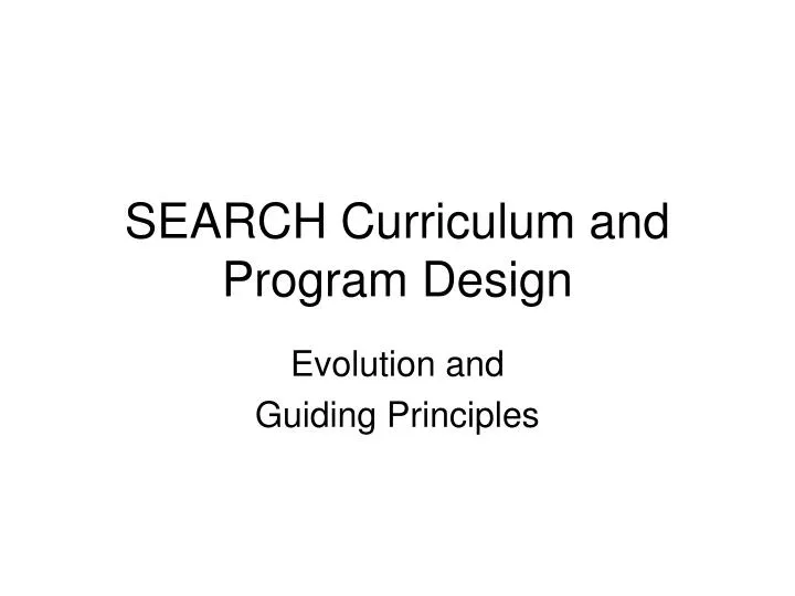search curriculum and program design