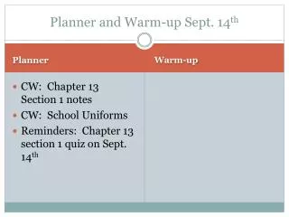 Planner and Warm-up Sept. 14 th