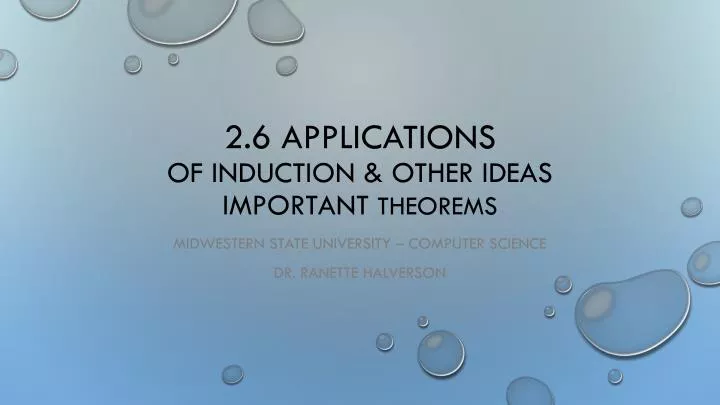 2 6 applications of induction other ideas important theorems