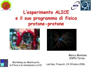 l esperimento alice e il suo programma di fisica protone protone