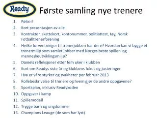 f rste samling nye trenere