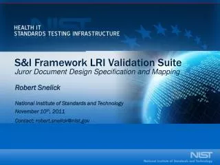 S&amp;I Framework LRI Validation Suite Juror Document Design Specification and Mapping