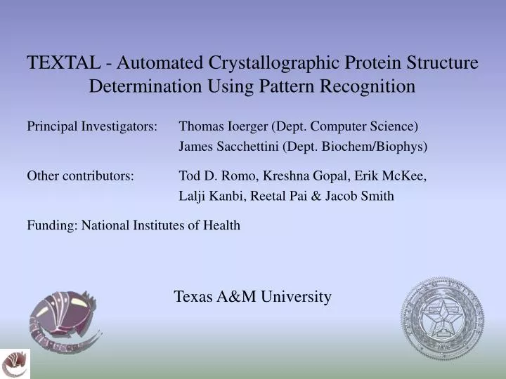 textal automated crystallographic protein structure determination using pattern recognition