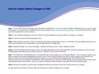 How to report Status Changes in YBR