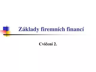 z klady firemn ch financ
