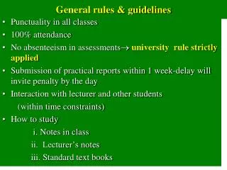 General rules &amp; guidelines