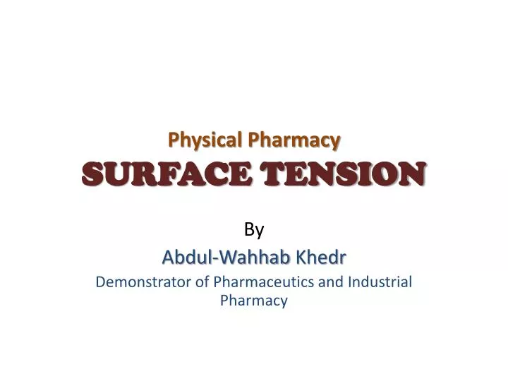 physical pharmacy surface tension