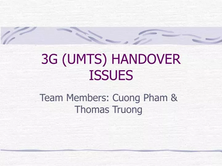 3g umts handover issues