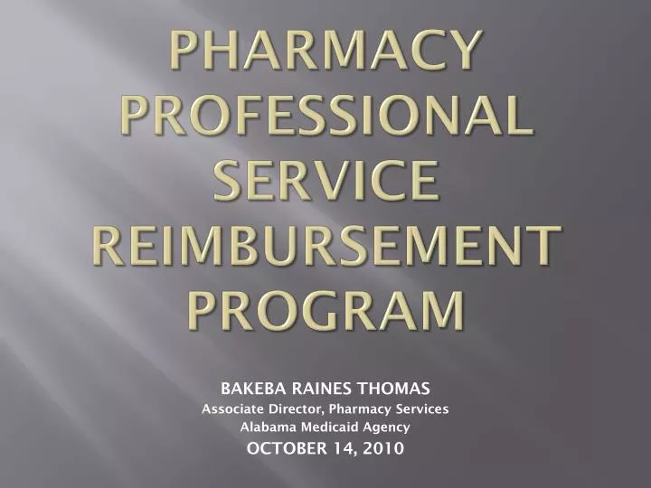 pharmacy professional service reimbursement program