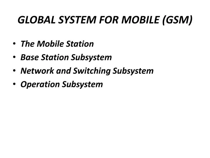global system for mobile gsm