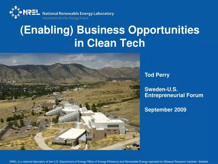 enabling business opportunities in clean tech