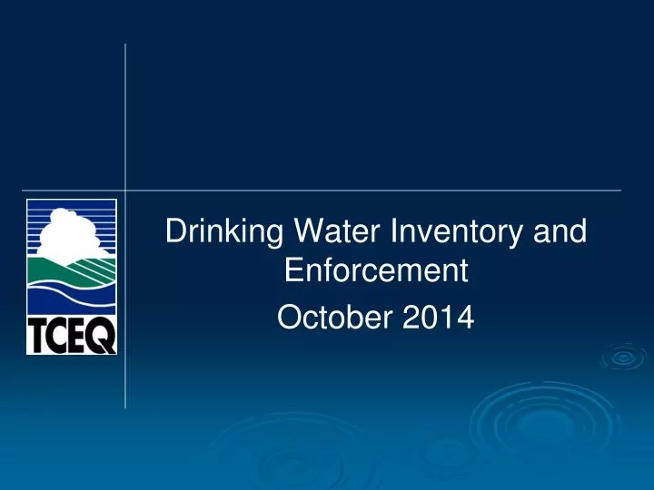 drinking water inventory and enforcement october 2014