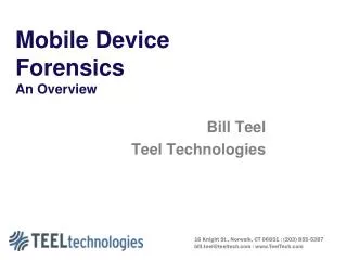 Mobile Device Forensics An Overview