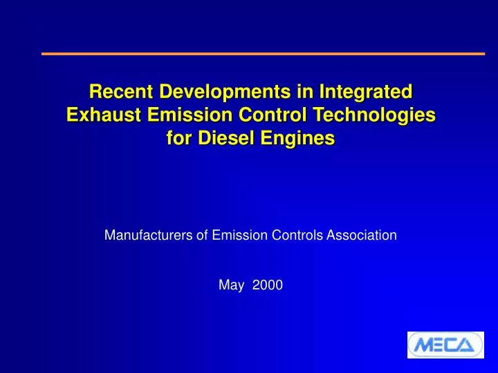 recent developments in integrated exhaust emission control technologies for diesel engines