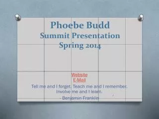 Phoebe Budd Summit Presentation Spring 2014