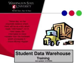 Student Data Warehouse Training (last updated: 12/15/2005)