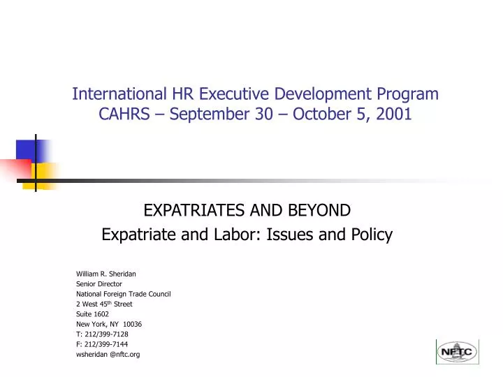 international hr executive development program cahrs september 30 october 5 2001
