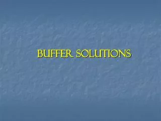 buffer solutions