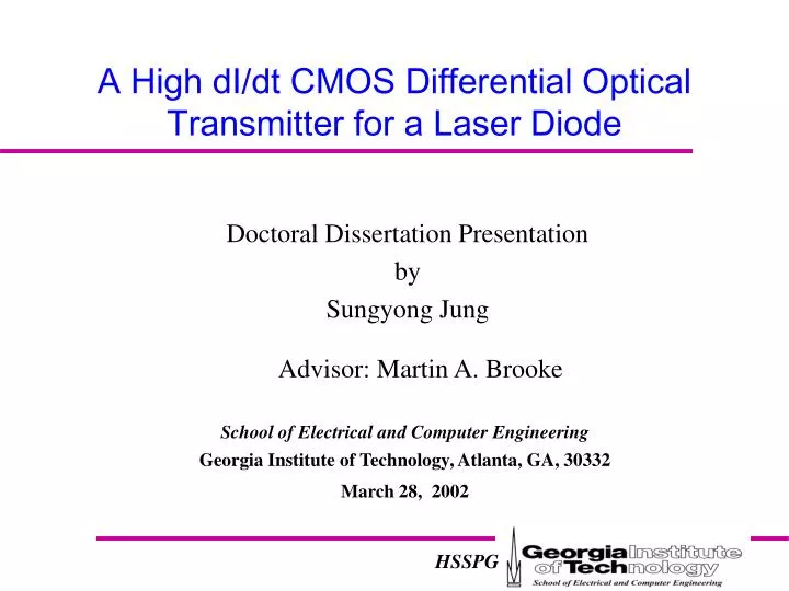 a high di dt cmos differential optical transmitter for a laser diode