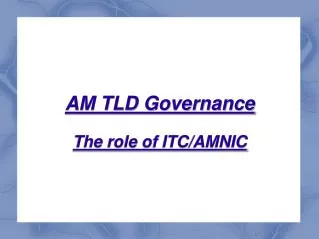 AM TLD Governance The role of ITC/AMNIC