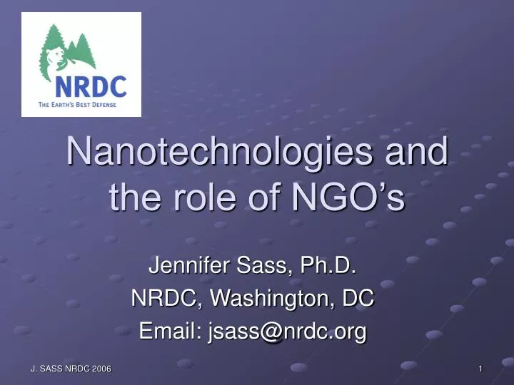 nanotechnologies and the role of ngo s