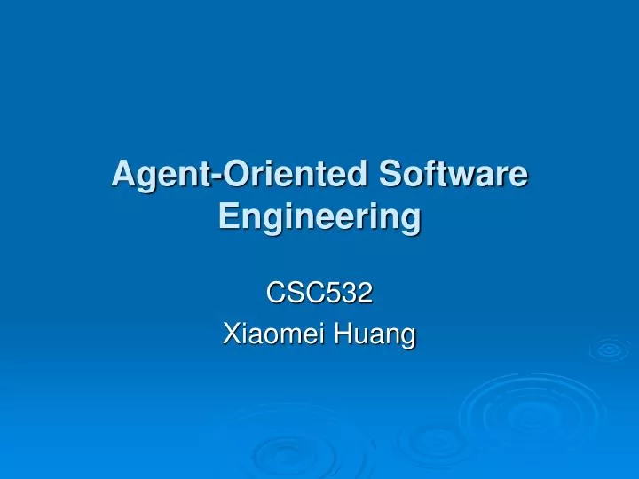 agent oriented software engineering