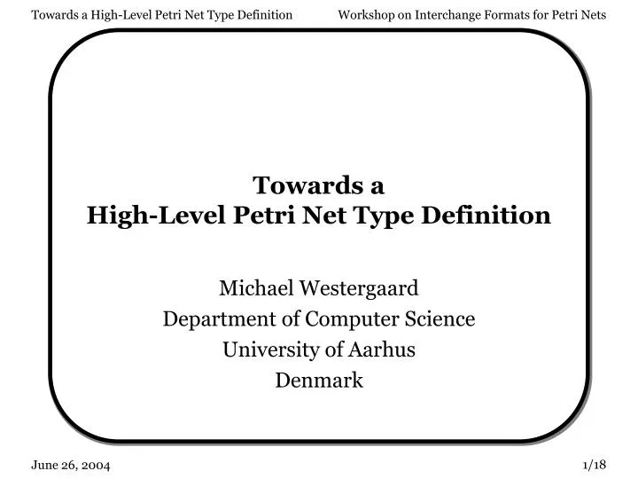 towards a high level petri net type definition