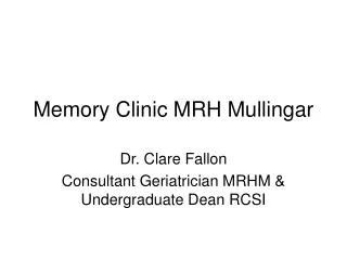 Memory Clinic MRH Mullingar