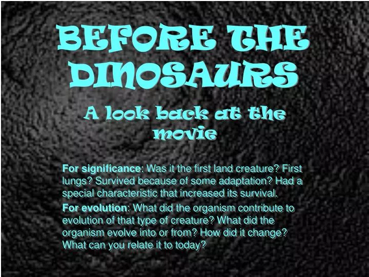 before the dinosaurs