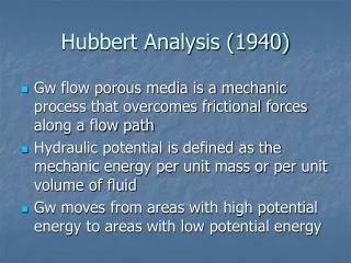 Hubbert Analysis (1940)