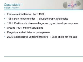 Case study 1 Patient history