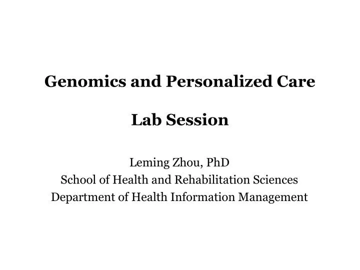 genomics and personalized care lab session