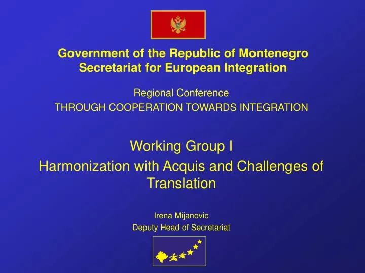 government of the republic of montenegro secretariat for european integration
