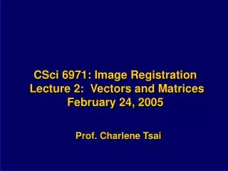 CSci 6971: Image Registration Lecture 2: Vectors and Matrices February 24, 2005