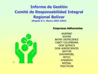 informe de gesti n comit de responsabilidad integral regional bol var bogota d c marzo 2003 2004