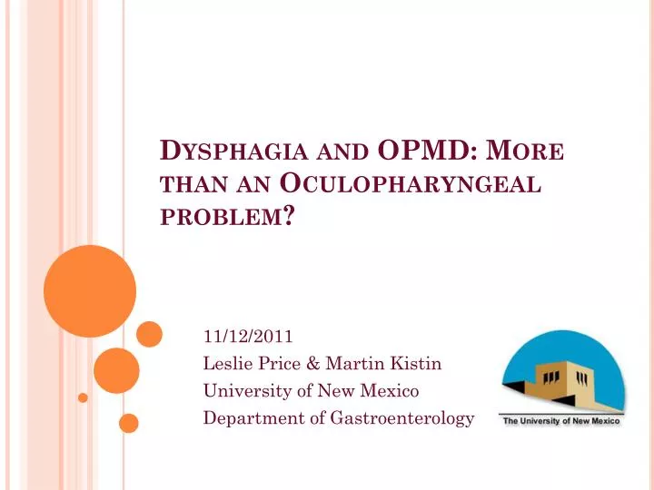 dysphagia and opmd more than an oculopharyngeal problem